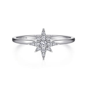 14K White Gold Diamond Starburst Ring