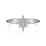 14K White Gold Diamond Starburst Ring - 0.12 ct
