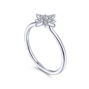 14K White Gold Diamond Starburst Ring