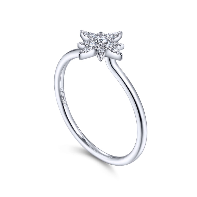 14K White Gold Diamond Starburst Ring - 0.12 ct - Shot 3