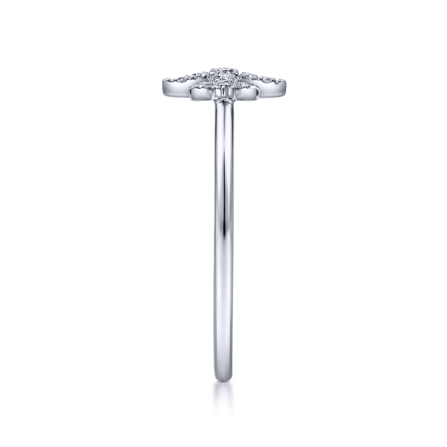 14K White Gold Diamond Starburst Ring
