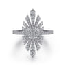 14K White Gold Diamond Starburst Statement Ring - 0.75 ct