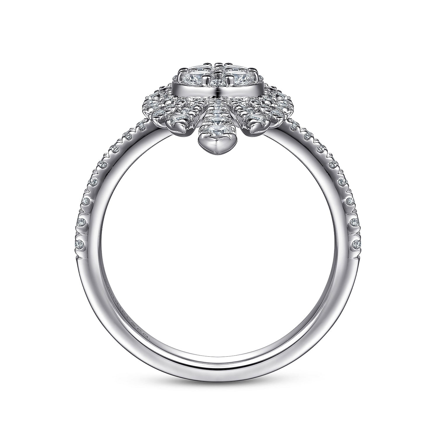 14K White Gold Diamond Starburst Statement Ring