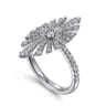 14K White Gold Diamond Starburst Statement Ring - 0.75 ct