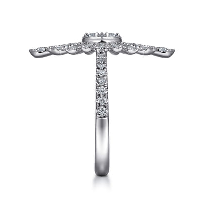 14K White Gold Diamond Starburst Statement Ring