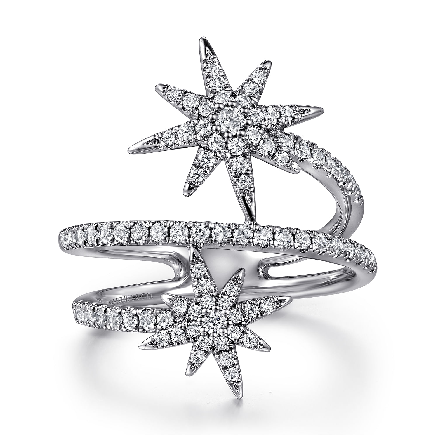 14K White Gold Diamond Starburst Wrap Ladies Ring