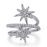 14K White Gold Diamond Starburst Wrap Ladies Ring - 0.5 ct
