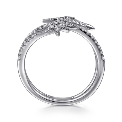 14K White Gold Diamond Starburst Wrap Ladies Ring