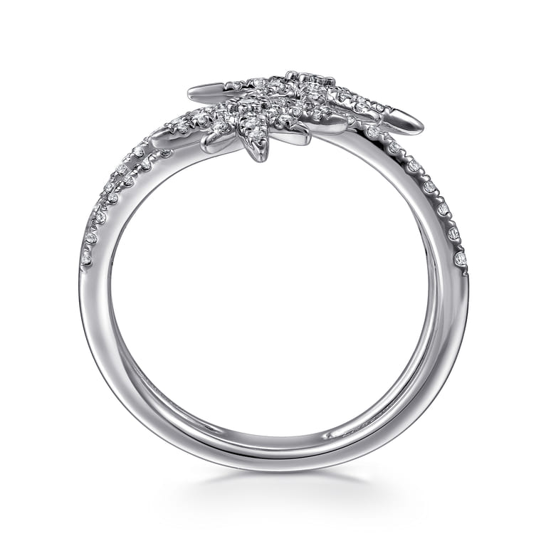14K White Gold Diamond Starburst Wrap Ladies Ring - 0.5 ct - Shot 2