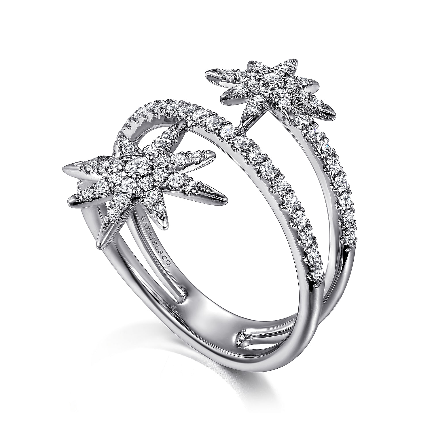 14K White Gold Diamond Starburst Wrap Ladies Ring