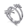 14K White Gold Diamond Starburst Wrap Ladies Ring - 0.5 ct