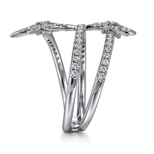 14K White Gold Diamond Starburst Wrap Ladies Ring