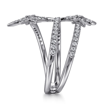 14K White Gold Diamond Starburst Wrap Ladies Ring