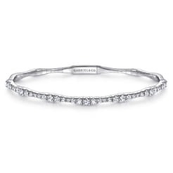 14K White Gold Diamond Station Bangle