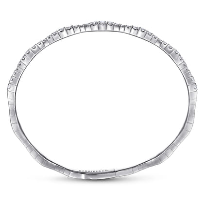 14K White Gold Diamond Station Bangle