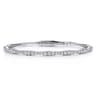 14K White Gold Diamond Station Bangle - 1.1 ct