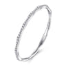 14K White Gold Diamond Station Bangle - 1.1 ct