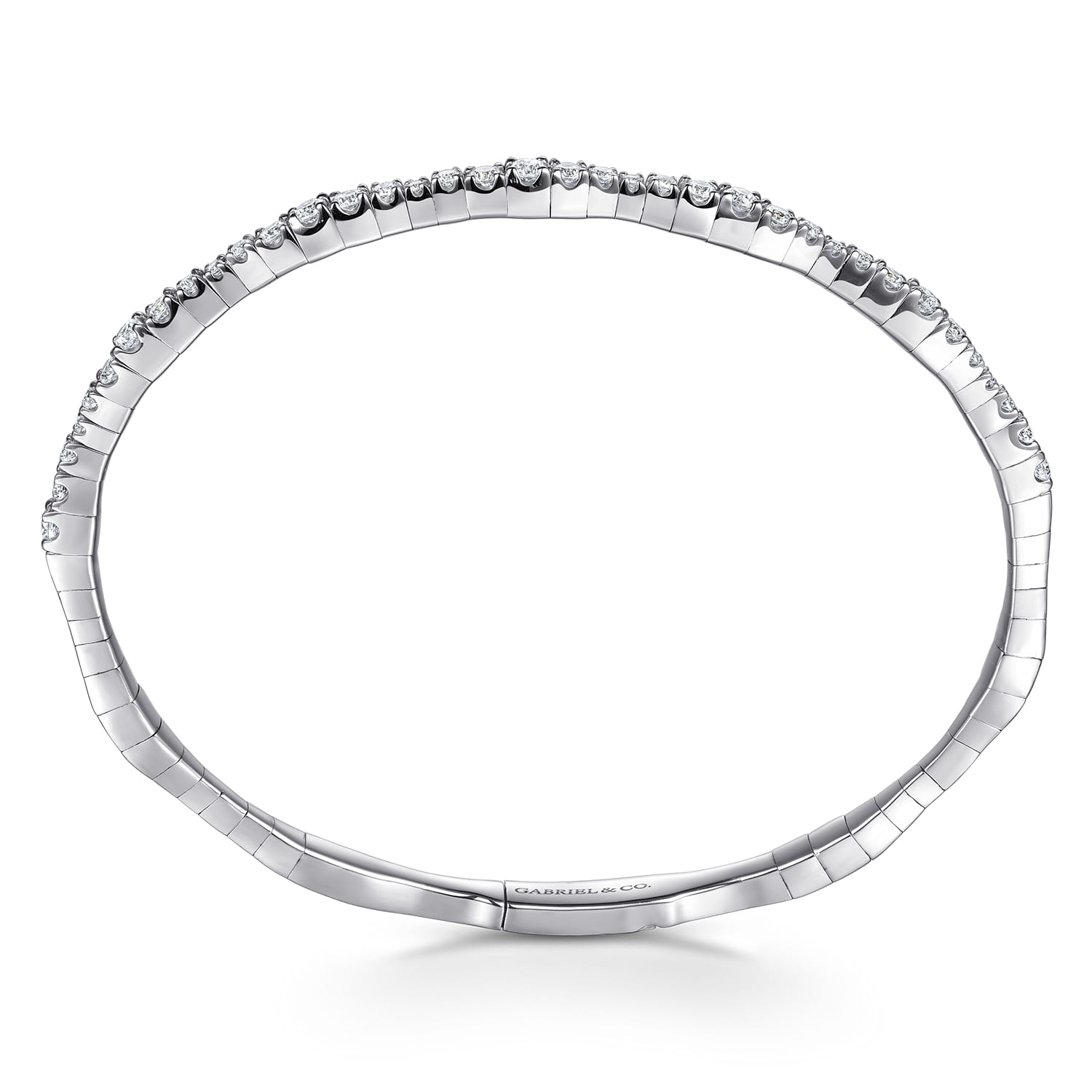 14K White Gold Diamond Station Bangle - 1.1 ct - Shot 3
