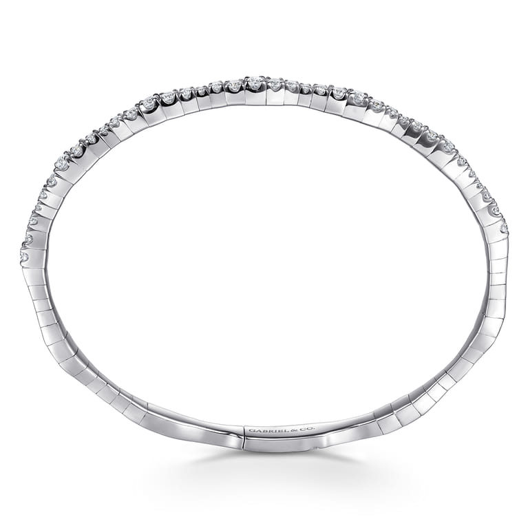 14K White Gold Diamond Station Bangle - 1.1 ct - Shot 3