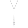 14K White Gold Diamond Station Bar Pendant Necklace - 0.4 ct