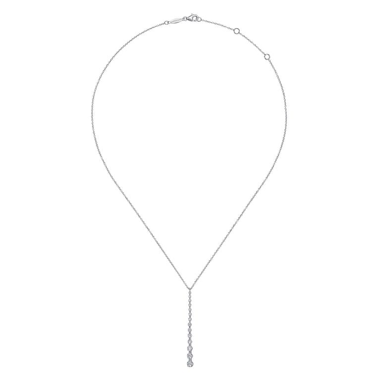 14K White Gold Diamond Station Bar Pendant Necklace - 0.4 ct - Shot 2