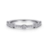 14K White Gold Diamond Station Stackable Ring - 0.3 ct