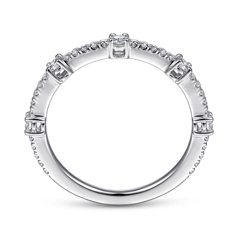 14K White Gold Diamond Station Stackable Ring - 0.3 ct - Shot 2