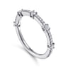 14K White Gold Diamond Station Stackable Ring - 0.3 ct