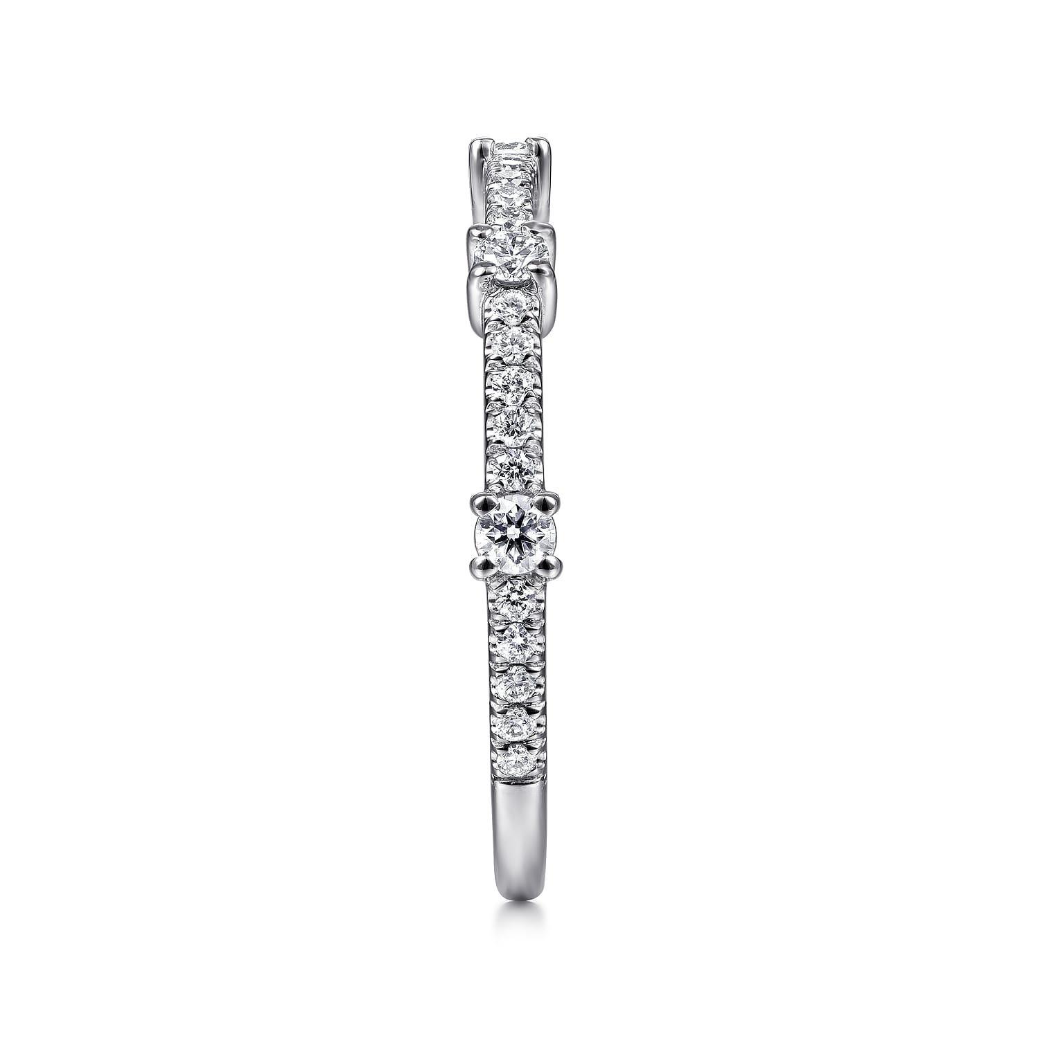 14K White Gold Diamond Station Stackable Ring - 0.3 ct - Shot 4