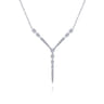 14K White Gold Diamond Station Y Necklace - 0.75 ct