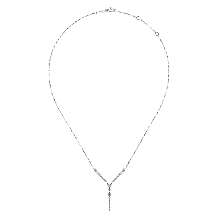 14K White Gold Diamond Station Y Necklace - 0.75 ct - Shot 2