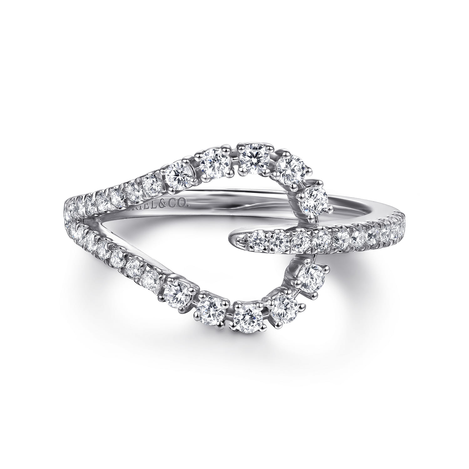 14K White Gold Diamond Stirrup Ring - 0.45 ct - Shot 1