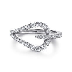 14K White Gold Diamond Stirrup Ring