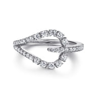 14K White Gold Diamond Stirrup Ring
