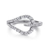 14K White Gold Diamond Stirrup Ring - 0.45 ct