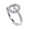 14K White Gold Diamond Stirrup Ring - 0.45 ct