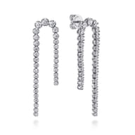 14K White Gold Diamond Stud Drop Earrings