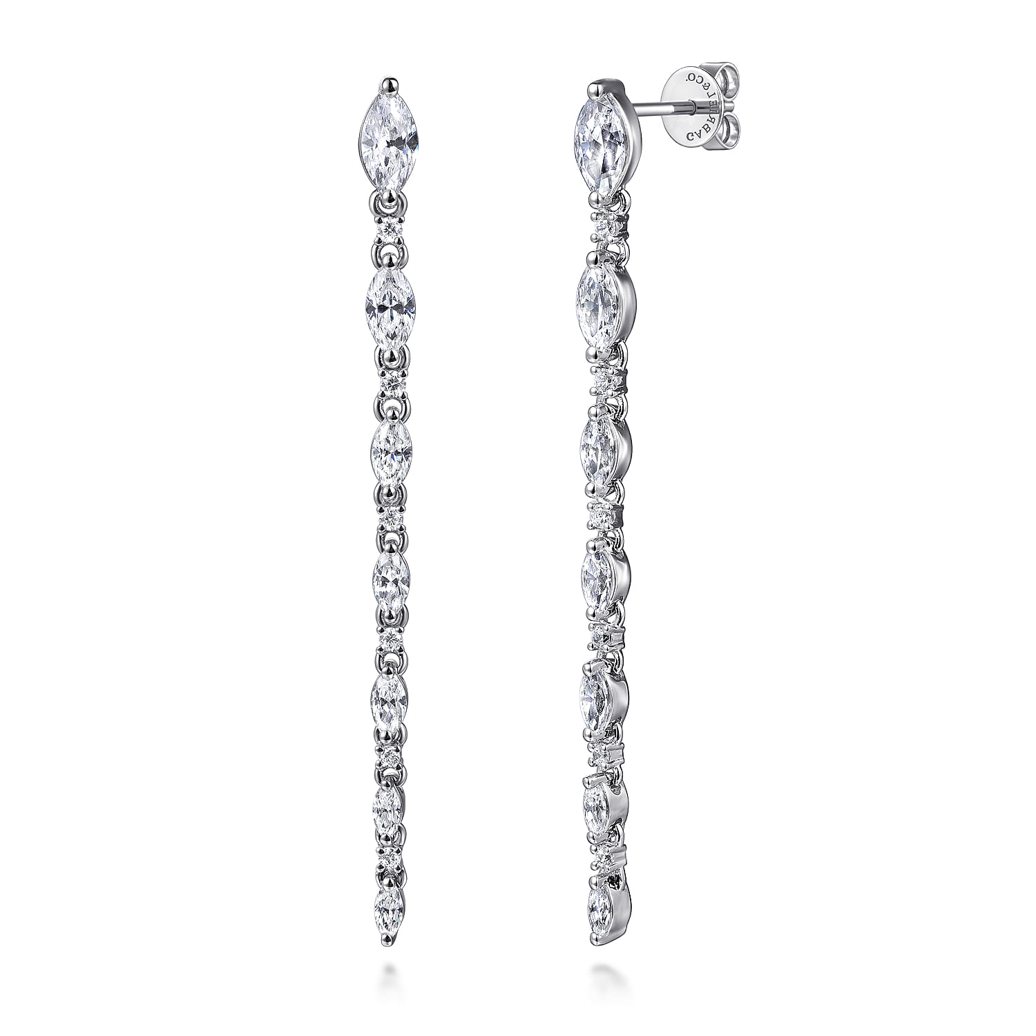 14K White Gold Diamond Stud Drop Earrings - 2.23 ct - Shot 1