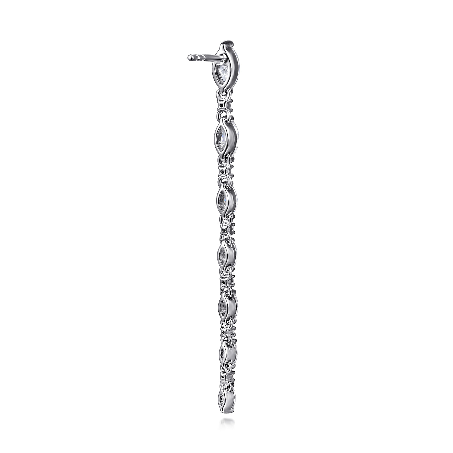 14K White Gold Diamond Stud Drop Earrings - 2.23 ct - Shot 2