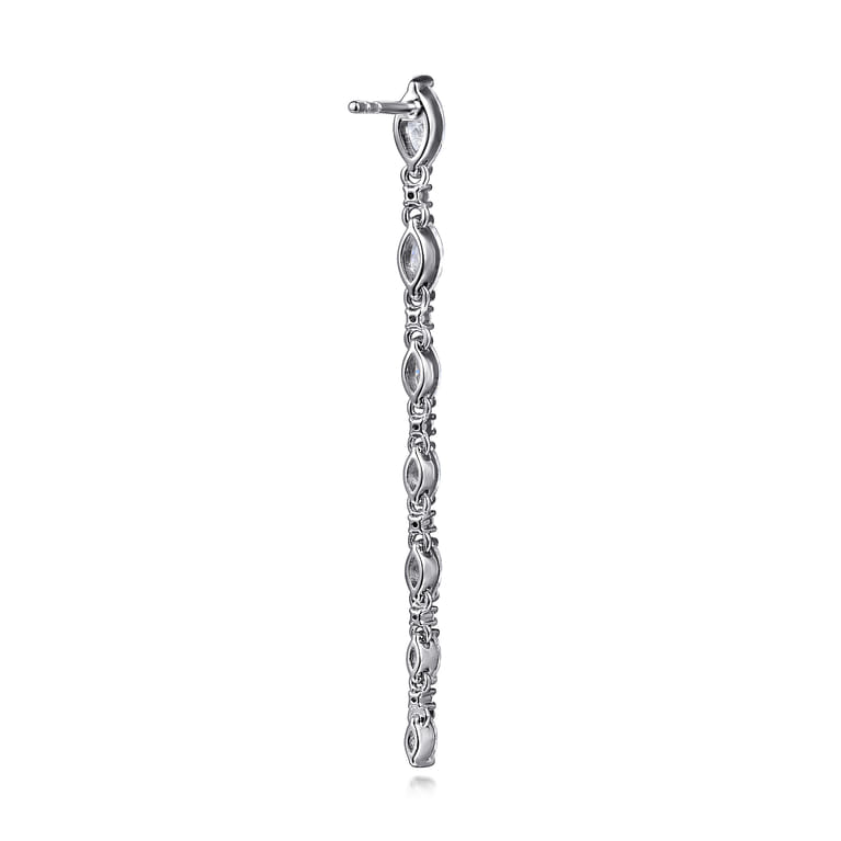 14K White Gold Diamond Stud Drop Earrings - 2.23 ct - Shot 2