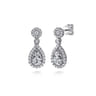 14K White Gold Diamond Stud Drop Earrings - 1.2 ct