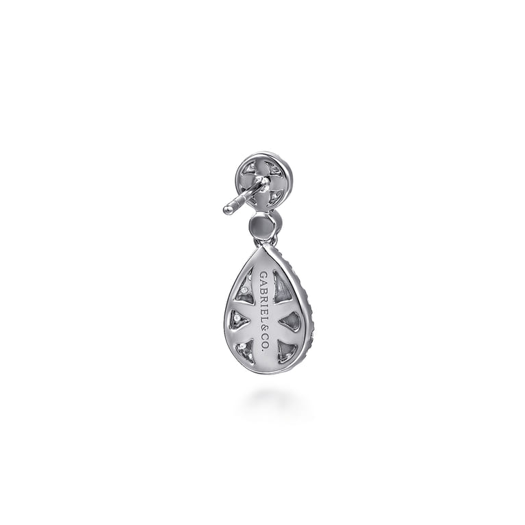 14K White Gold Diamond Stud Drop Earrings - 1.2 ct - Shot 3