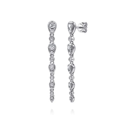 14K White Gold Diamond Stud Drop Earrings