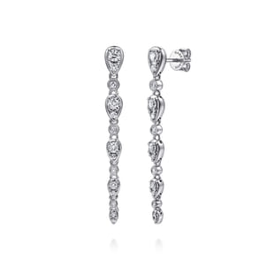14K White Gold Diamond Stud Drop Earrings