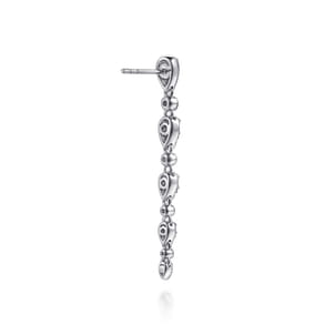 14K White Gold Diamond Stud Drop Earrings