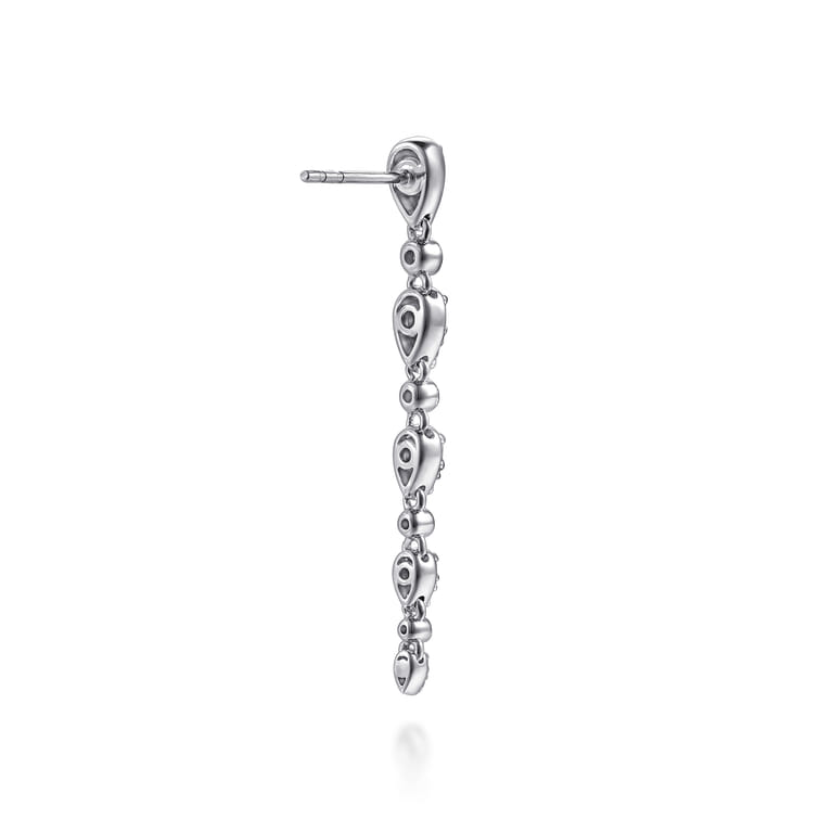 14K White Gold Diamond Stud Drop Earrings - 0.75 ct - Shot 2