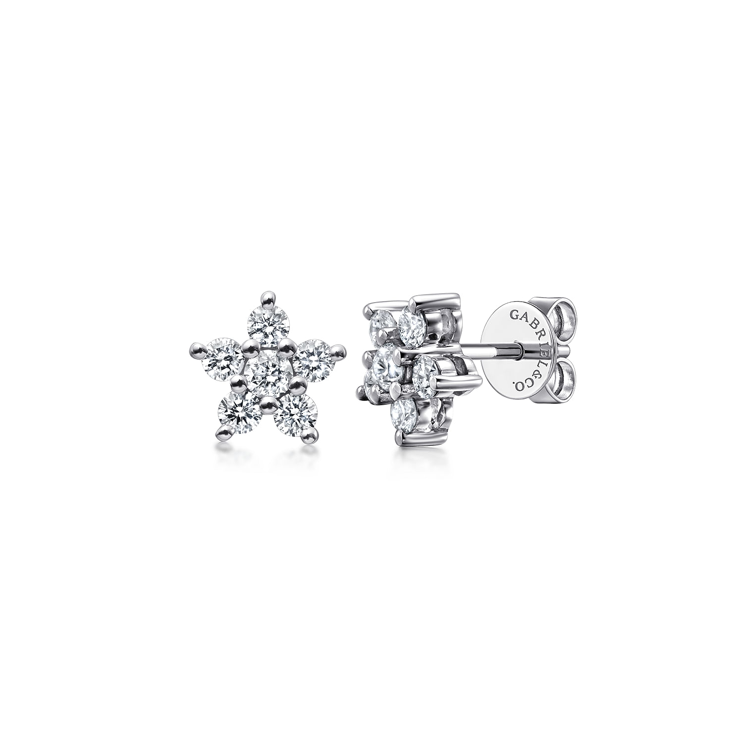 14K White Gold Diamond Stud Earrings