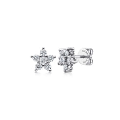 14K White Gold Diamond Stud Earrings