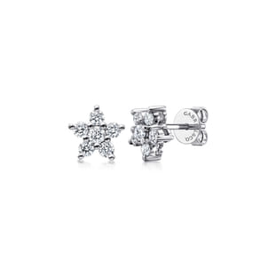 14K White Gold Diamond Stud Earrings