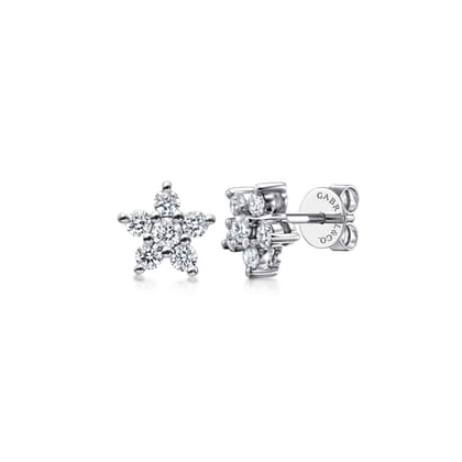 14K White Gold Diamond Stud Earrings